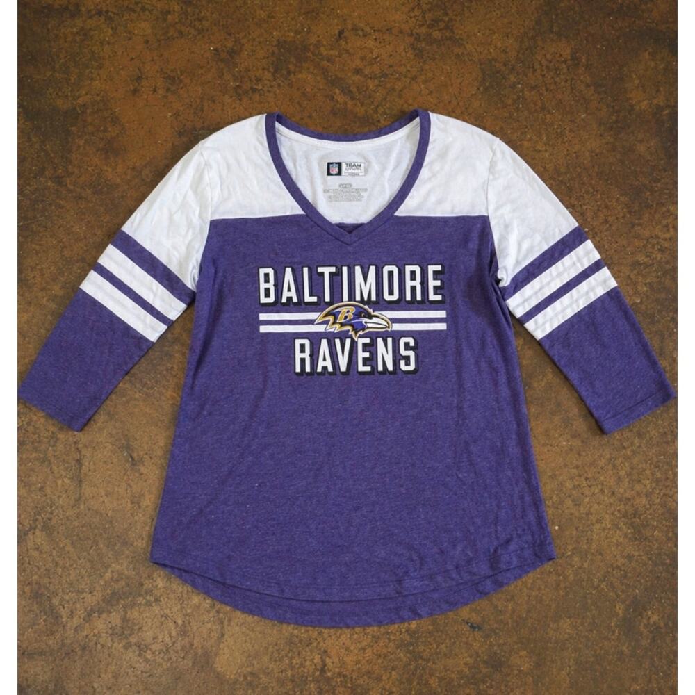 NWOT Women's Small Baltimore Ravens 3/4 Sleeve V-Neck NFL Team Apparel